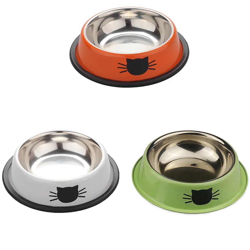 Stainless Steel Pet Bowl: Non-Skid Dish for Small Dogs and Cats