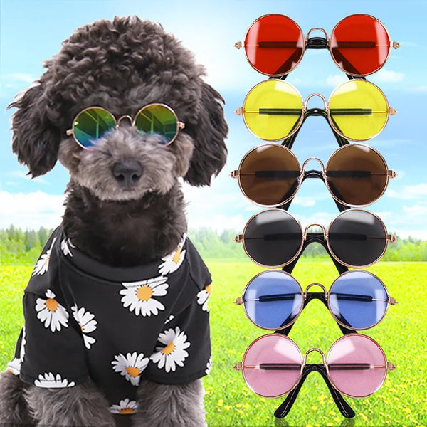 PurrStylish PetPeepers: Retro Round Sunglasses for Chic Cats & Dapper Dogs