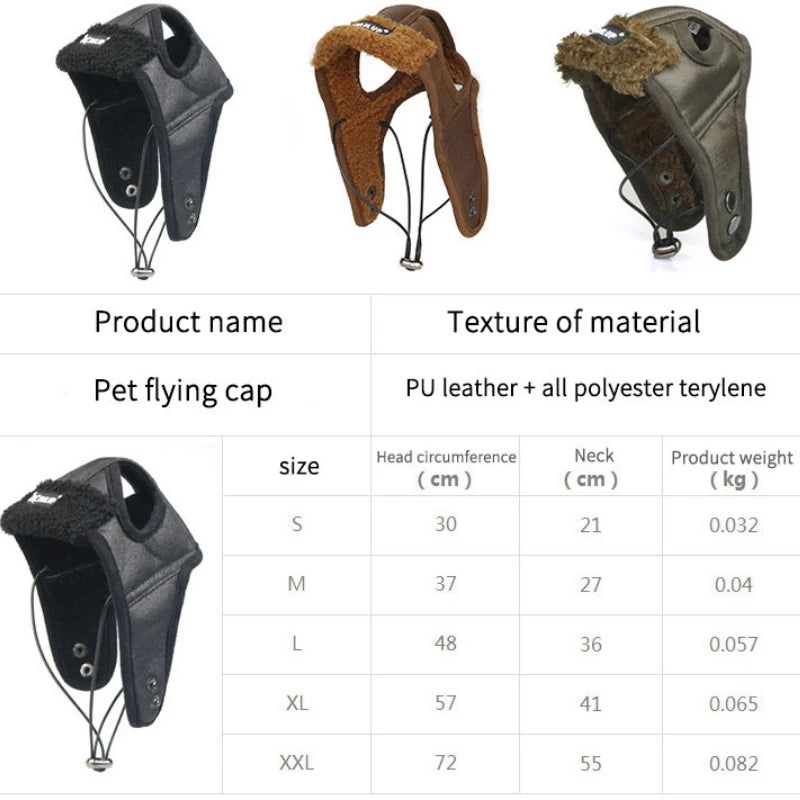 AviatorPup Pilot Hat: Warm Leather Dog Cap for Large Puppies