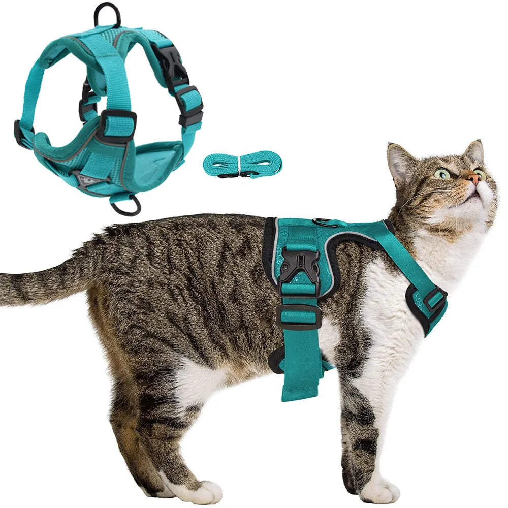 Escape-Proof Adventure: Breathable Reflective Cat Harness for Outdoor Walks