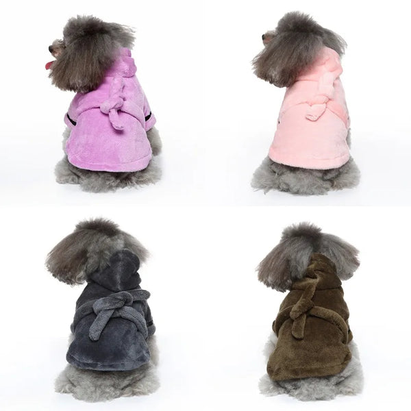 PlushPaws LoungeLux: Hooded Luxury Pet Pajama for Quick-Drying Comfort