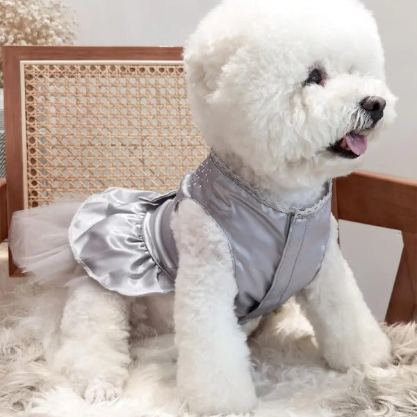 ChicMesh Pet Elegance: Sleeveless Two-Legged Dress with Stand Collar for Dogs