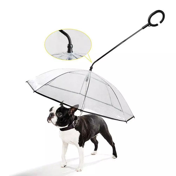 PawGuard Umbrella: Adjustable C-type Pet Dog Umbrella with Transparent Shield and Built-in Leash for Stylish Rainy Day Walks!