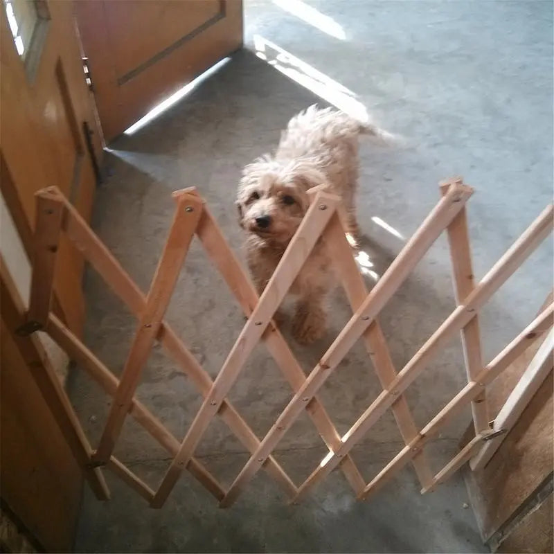 WoodenGuard RetractaGate: Retractable Pet and Baby Fence - Extendable Safety Gate for Dogs, Stairs, and Childproofing in Style