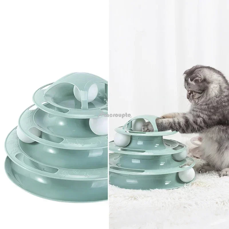 PurrPlay TowerTracks: 3/4 Levels Interactive Cat Toy Tower for Intelligence Training and Amusement