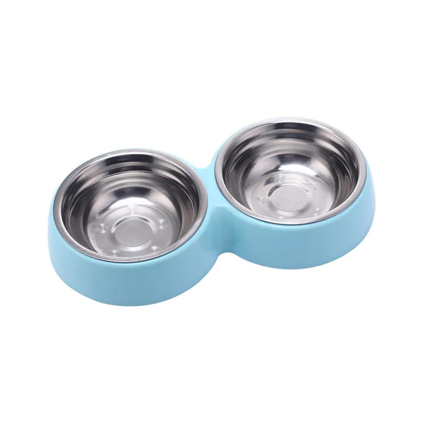 Double Delight: Stainless Steel Pet Food and Water Bowl for Cats and Dogs
