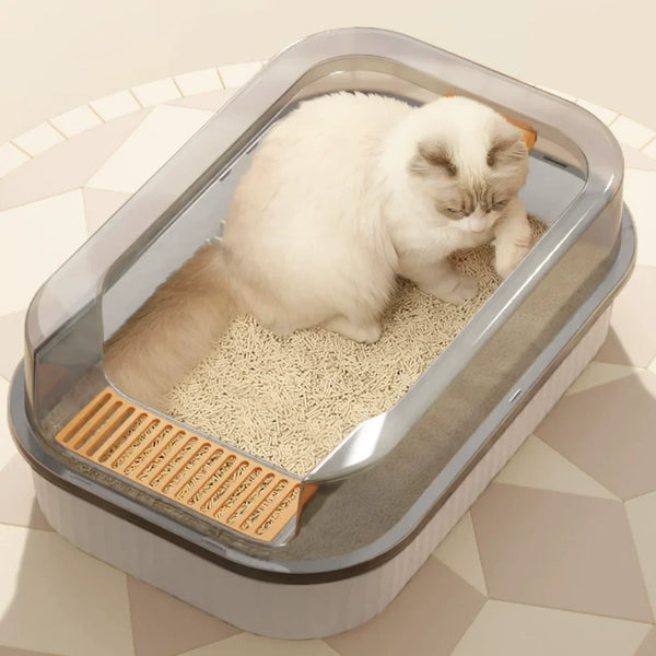 SplashGuard Cat Haven: Semi-Enclosed Cat Litter Box with a Thoughtful Design