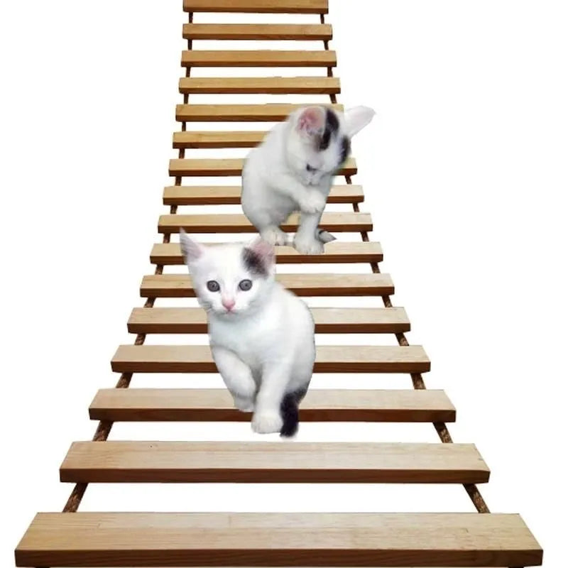 ClimbCraft Cat Adventure Wall: Wall-mounted Cat Wood Sisal Scratcher with Climbing Furniture, Bridge, Rope Steps, and Ladder