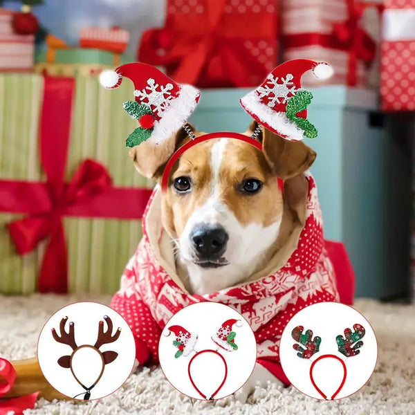 Festive Flair: Christmas Headbands for Pets - Santa, Elk Antlers, Elf Ears, and Horns