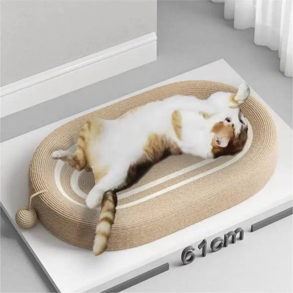PurrComfort Oval Cat Nest: Oversized Basin Design with Hemp Rope for Claw Grinding