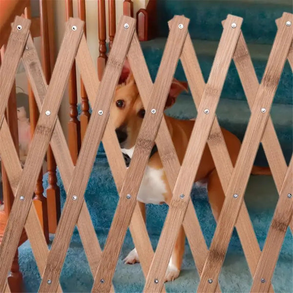 WoodenGuard RetractaGate: Retractable Pet and Baby Fence - Extendable Safety Gate for Dogs, Stairs, and Childproofing in Style