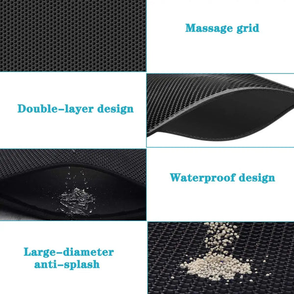 Clean and Cozy: Double-Layer Waterproof Cat Litter Mat with Non-Slip Base