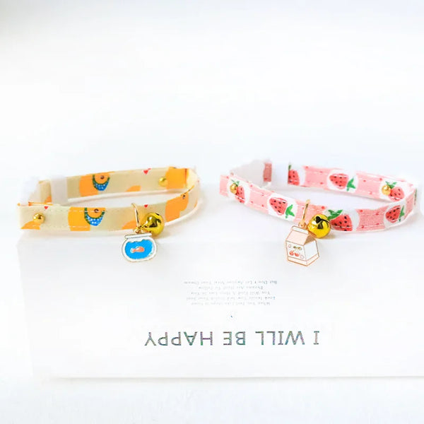 Summer Vibes: Adjustable Cute Fashion Fruit Pendant Pet Collars for Dogs, Cats, and Kittens