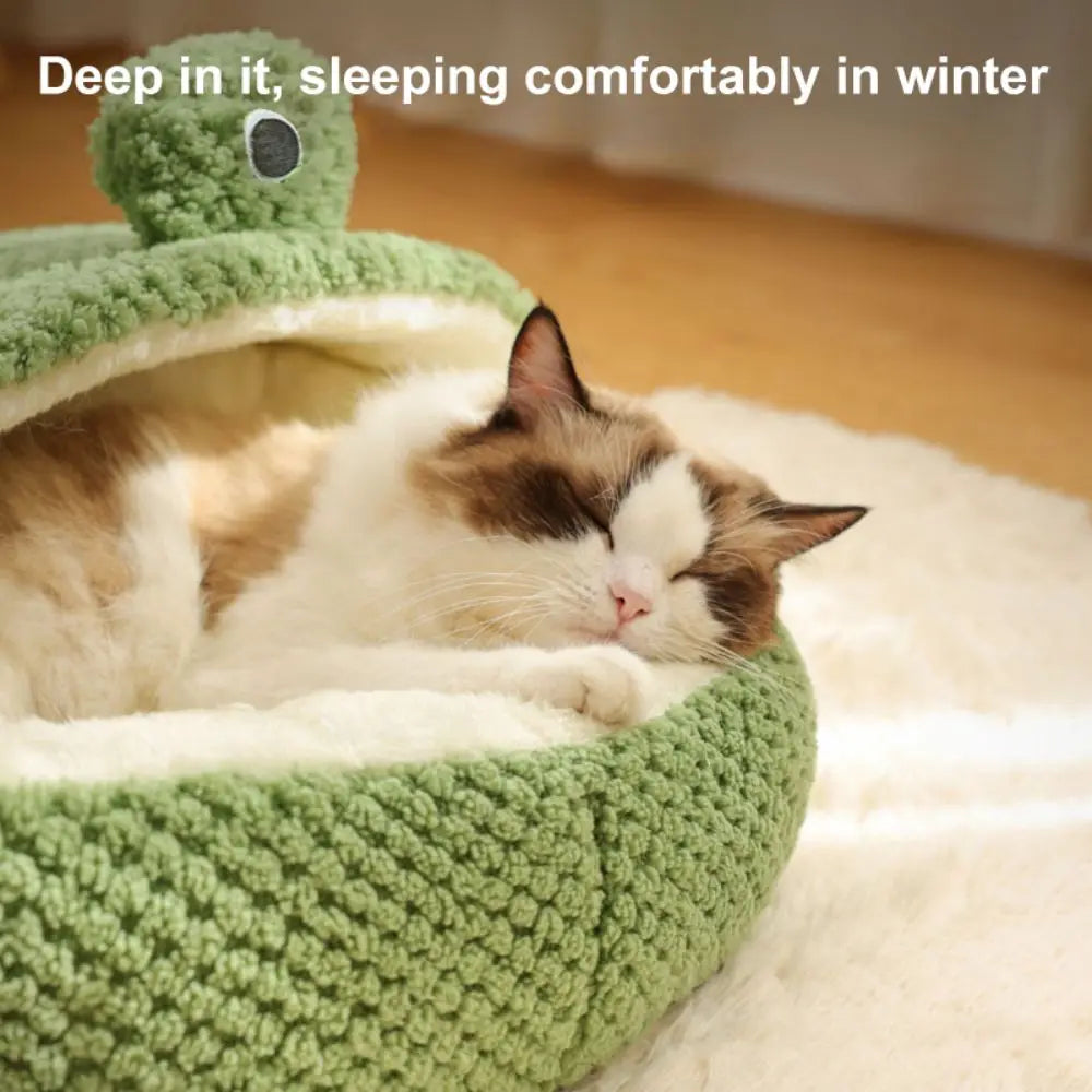 FuzzyFrog CozyCat Bed: Plush Round Pad for Warmth, Winter Snooze Nest for Deep Sleep Comfort