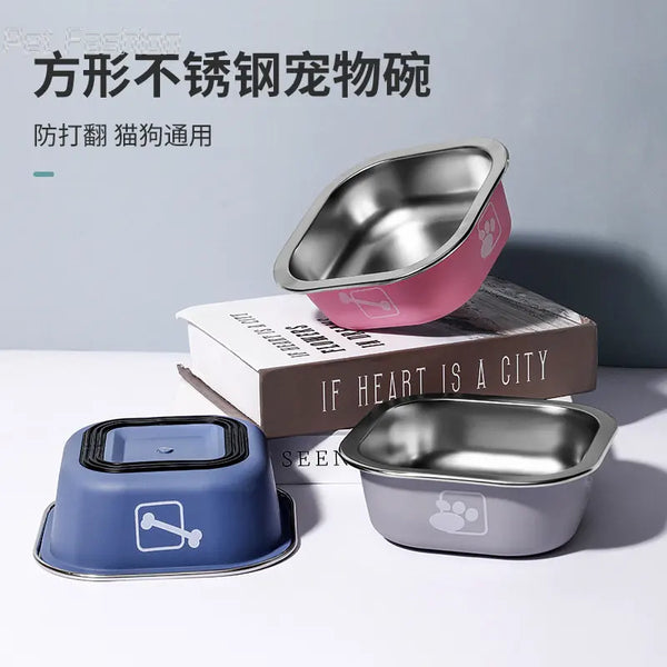 Feast for All: Large Capacity Stainless Steel Pet Feeding Bowl for Cats and Dogs, Durable and Non-Slip