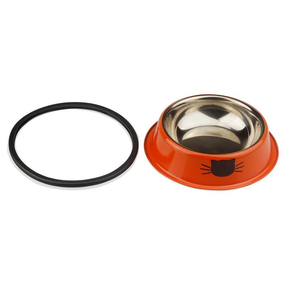 Stainless Steel Pet Bowl: Non-Skid Dish for Small Dogs and Cats