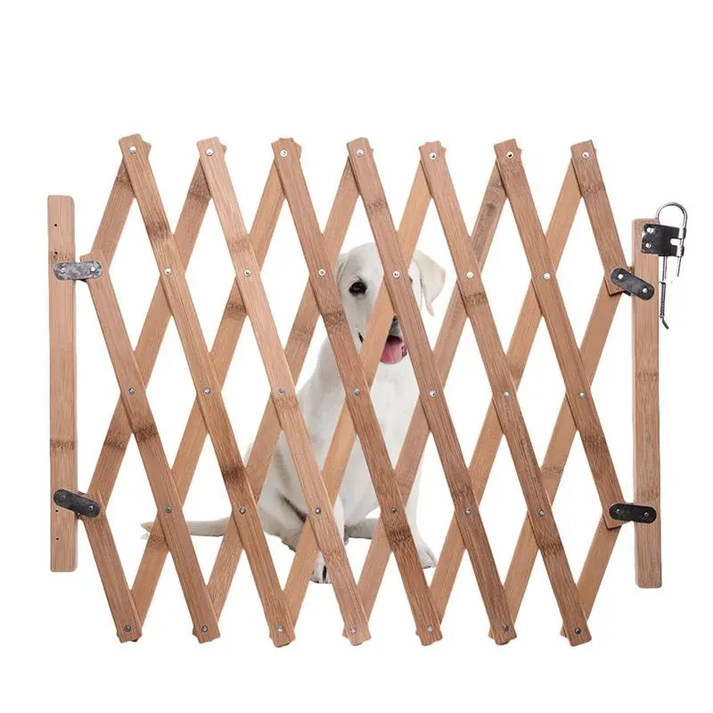 WoodenGuard RetractaGate: Retractable Pet and Baby Fence - Extendable Safety Gate for Dogs, Stairs, and Childproofing in Style