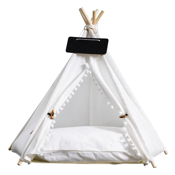 CozyCave Pet Teepee: Portable and Removable Pet Tent House with Washable Cushion and Blackboard
