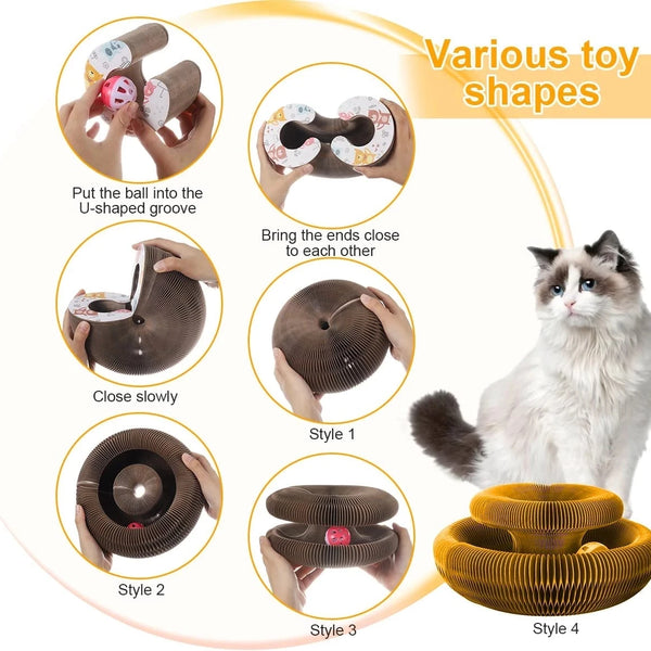 WhiskerWiz Magic Organ Cat Toy: Round Corrugated Scratching Post and Scratcher Board