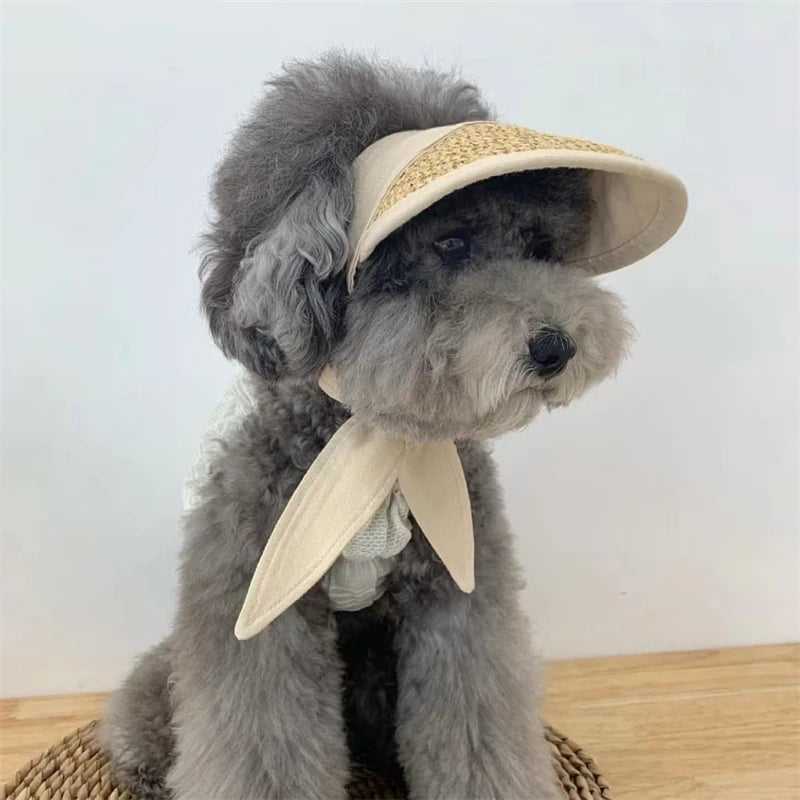 SunChic Pet Bonnet: Pastoral Style Sunscreen Hat for Cats and Small Dogs