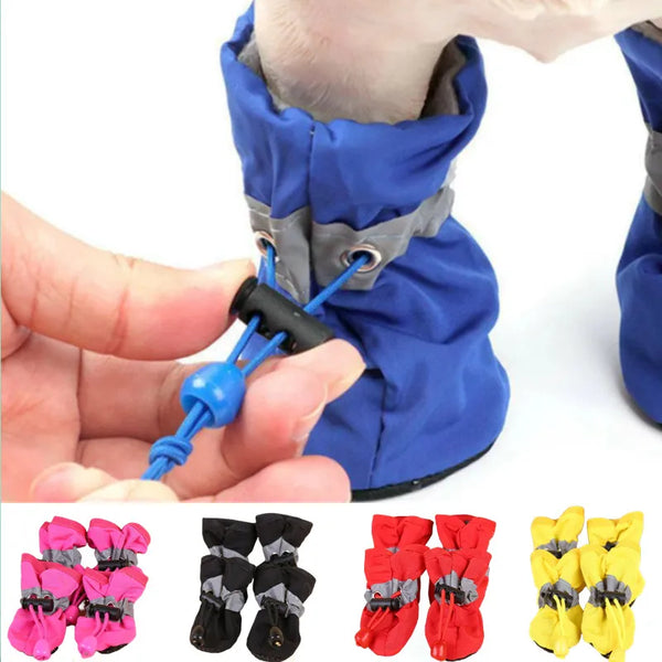 Rain or Shine: 4pcs Waterproof Anti-slip Pet Dog Shoes for Small Cats and Dogs