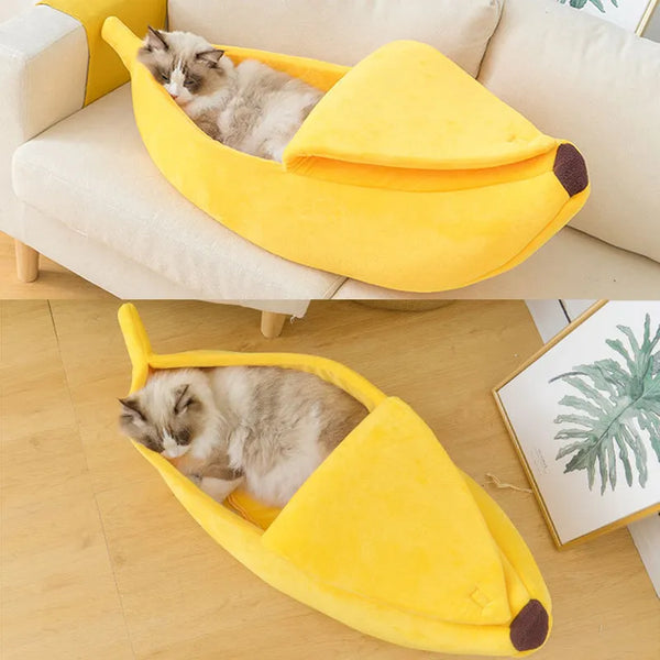 Banana Bunch Bliss: Funny Banana Cat Bed House