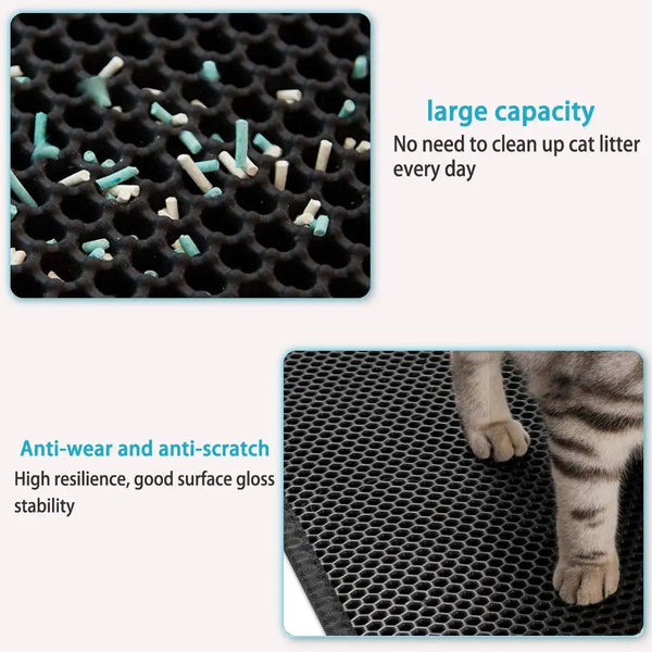Clean and Cozy: Double-Layer Waterproof Cat Litter Mat with Non-Slip Base