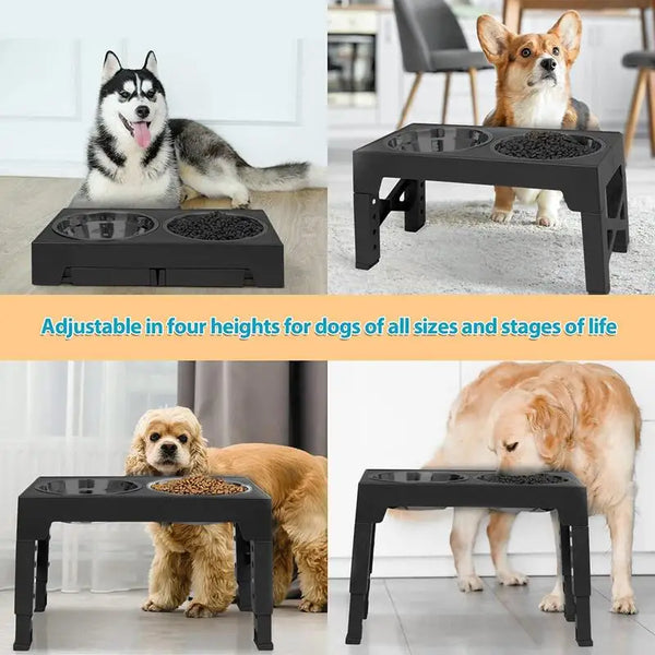 Elevate Mealtime: Adjustable Height Raised Dog Bowls with Slow Feeder for Medium to Large Dogs