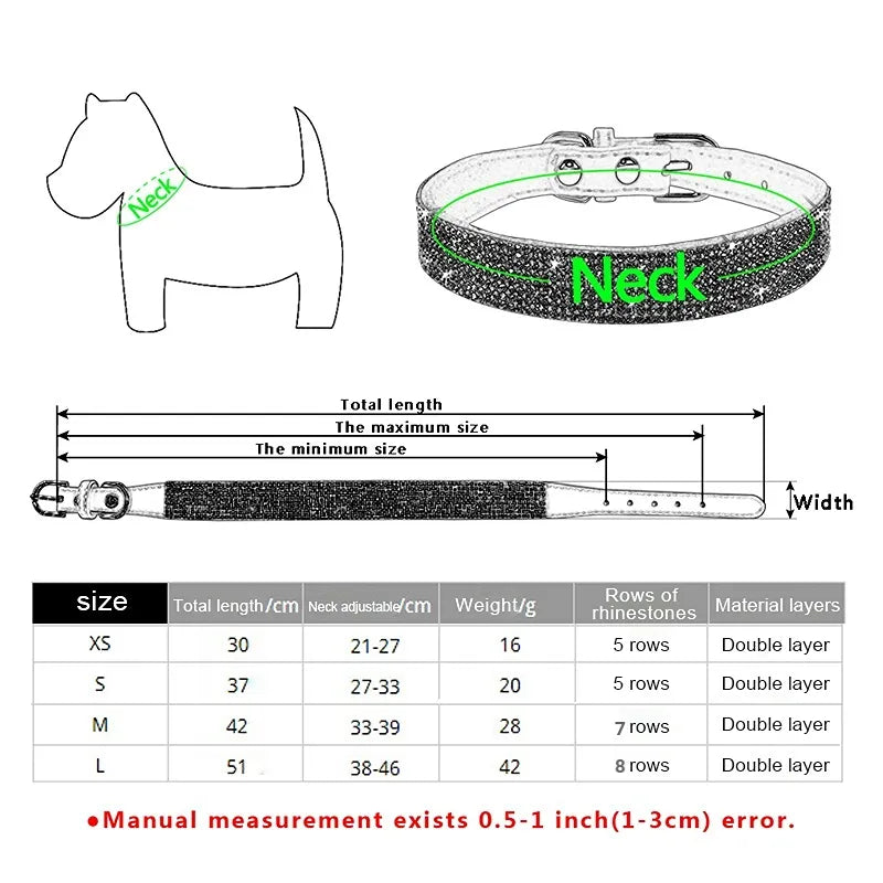 Sparkle in Style: Glitter Rhinestone Dog Collar with Suede Comfort