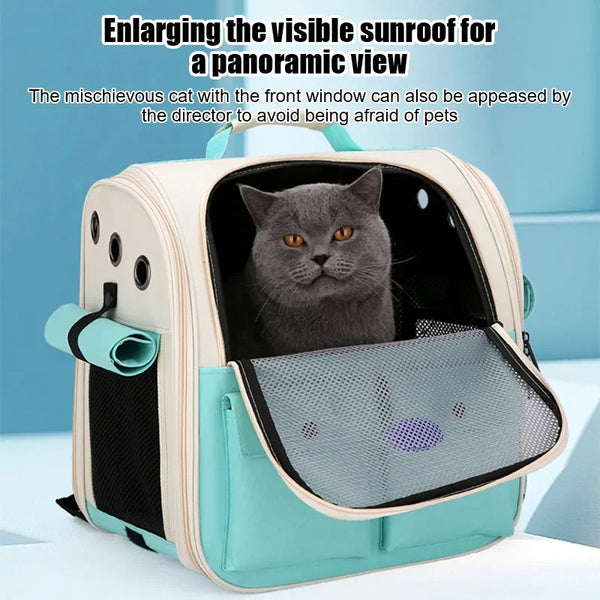 BreezeHike Cat Carrier Backpack: Ventilated and Large Capacity Pet Carrying Bag with Adjustable Strap