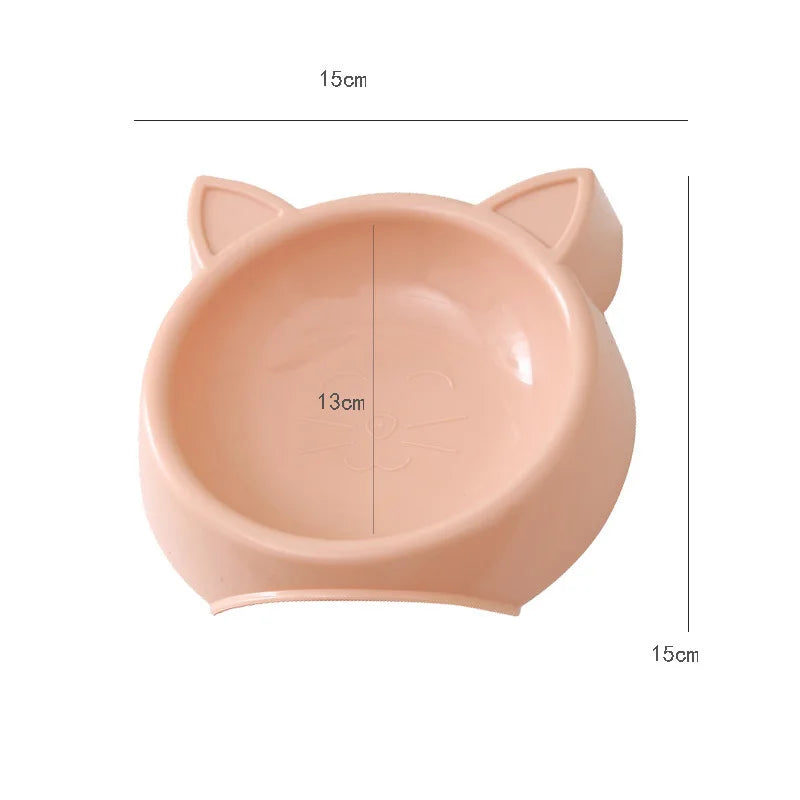 WhiskerWare Cat Face Bowl: Large Capacity Pet Feeding Dish with Solid Color Design