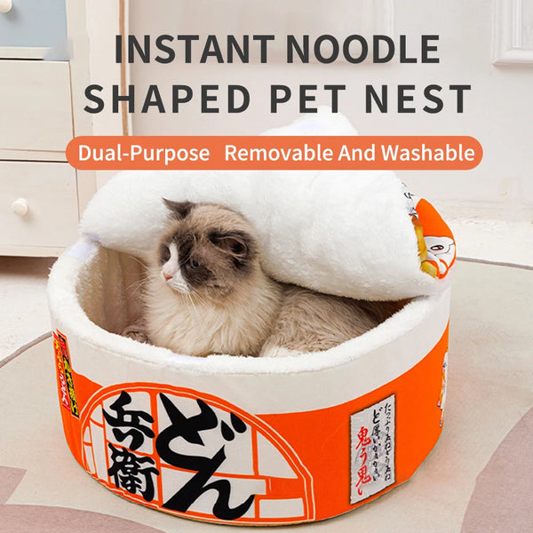 Cozy Noodle Nook: Hanpanda Four Season Home Instant Noodles Pet House for Cats