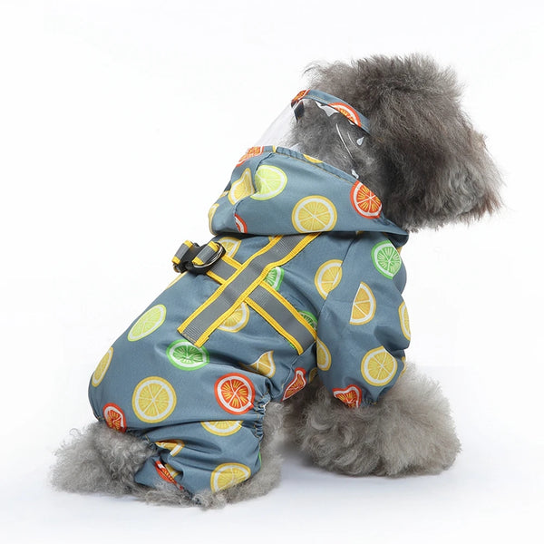 Splash of Style: Fruit Print Pet Raincoat for Dogs and Cats