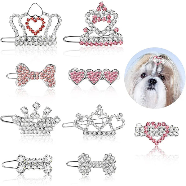 RegalRitz Pet Elegance: Crystal Rhinestone Dog Tiara Crown Hair Clips