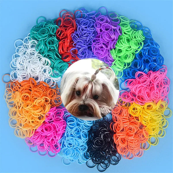 RainbowChic Pet Grooming Rubber Bands: Colorful Dog Headwear for Teddy Dogs