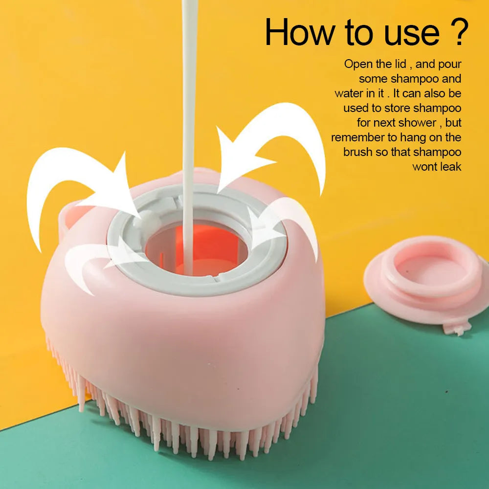 Gentle Spa Time: Soft Silicone Dog Grooming Brush with Dispenser