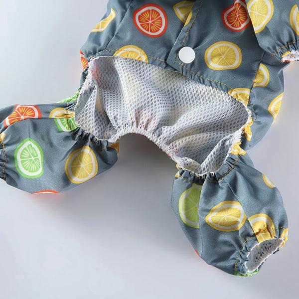 Splash of Style: Fruit Print Pet Raincoat for Dogs and Cats
