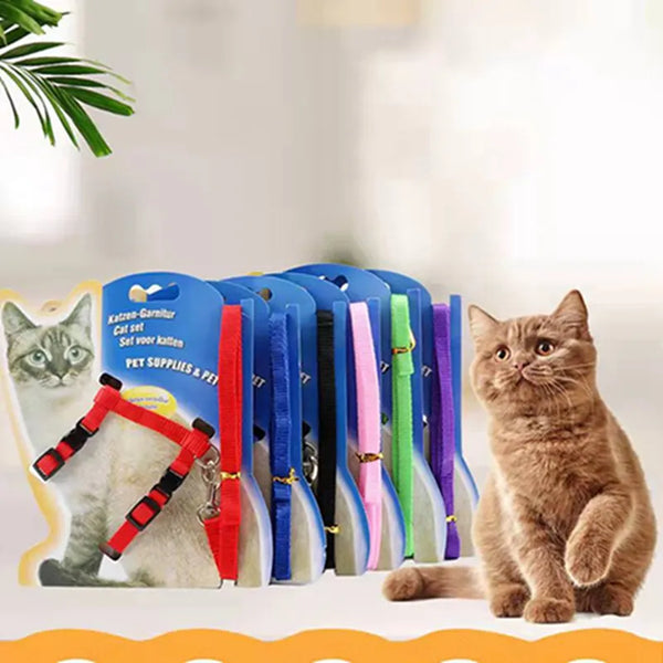 FelineFashion Control Kit: Stylish Adjustable Nylon Cat Collar Harness with Leash for Safe and Stylish Outings