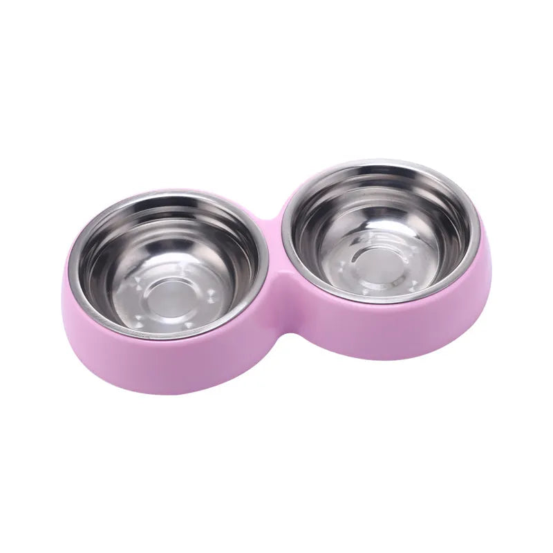 Double Delight: Stainless Steel Pet Food and Water Bowl for Cats and Dogs