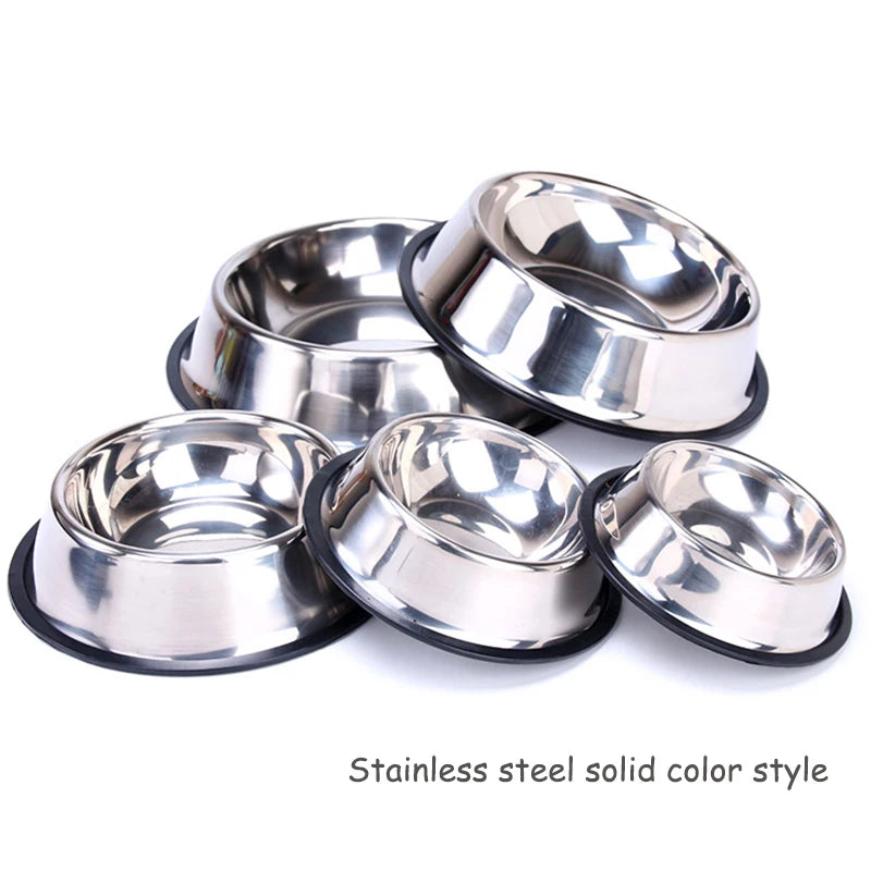 Fresh Dining Experience: New Stainless Steel Pet Feeding Bowls for Cats and Puppies, Durable and Anti-Fall