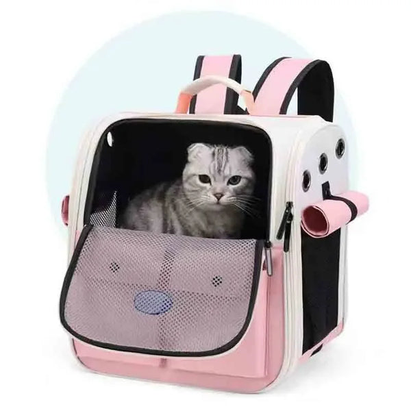 BreezeHike Cat Carrier Backpack: Ventilated and Large Capacity Pet Carrying Bag with Adjustable Strap