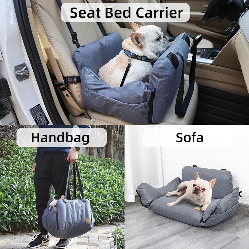 PlushRide TravelCradle: Thick Pet Car Seat and Handbag Carrier