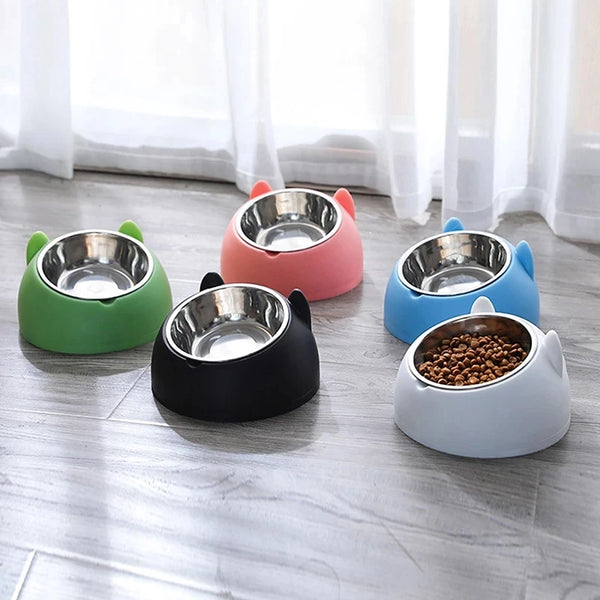 Elevated Dining: Raised Stainless Steel Cat Bowls for Neck Safeguard