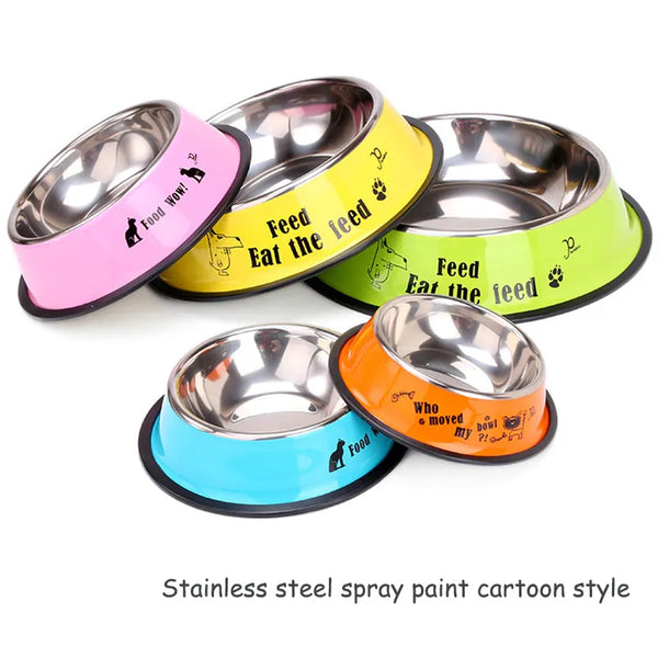 Fresh Dining Experience: New Stainless Steel Pet Feeding Bowls for Cats and Puppies, Durable and Anti-Fall