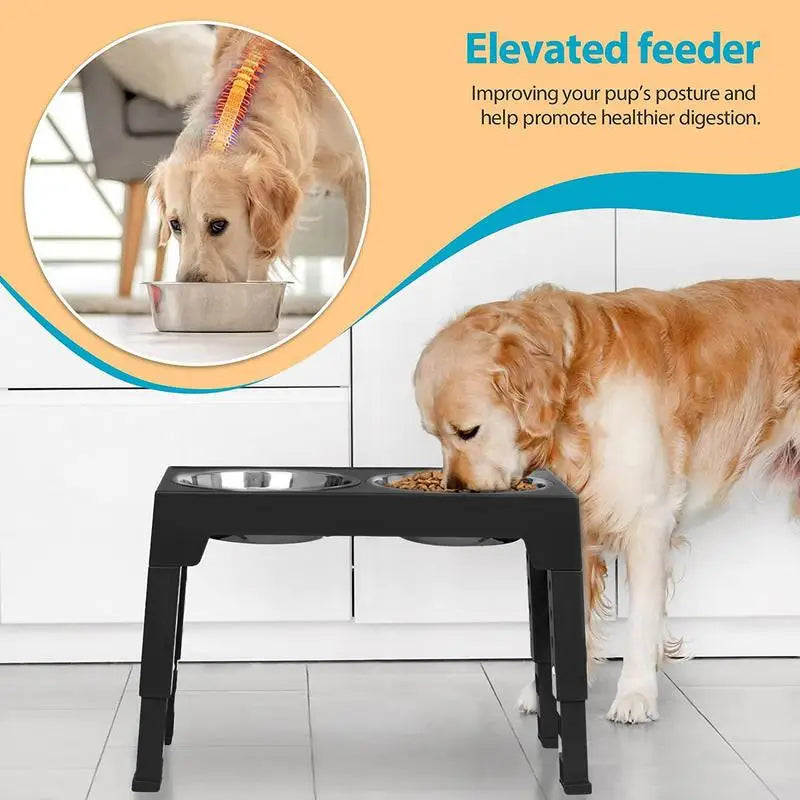 Elevate Mealtime: Adjustable Height Raised Dog Bowls with Slow Feeder for Medium to Large Dogs