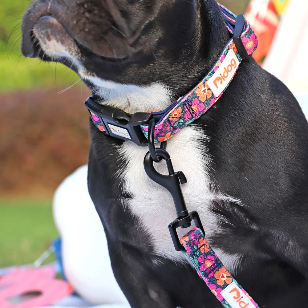 Blossoming Elegance: Nylon Flower Dog Collar with Floral Print, Adjustable for Small to Large Dogs