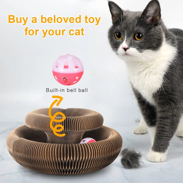 WhiskerWiz Magic Organ Cat Toy: Round Corrugated Scratching Post and Scratcher Board