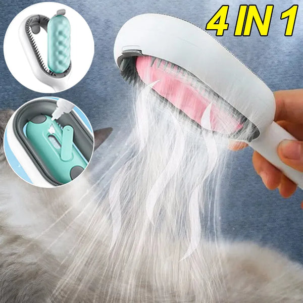 GroomEase 4-in-1 Pet Care Kit: Effortless Pet Grooming Brushes with Water Tank