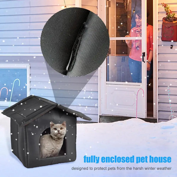 "CosyCove Cat Retreat: Waterproof Outdoor Cat House