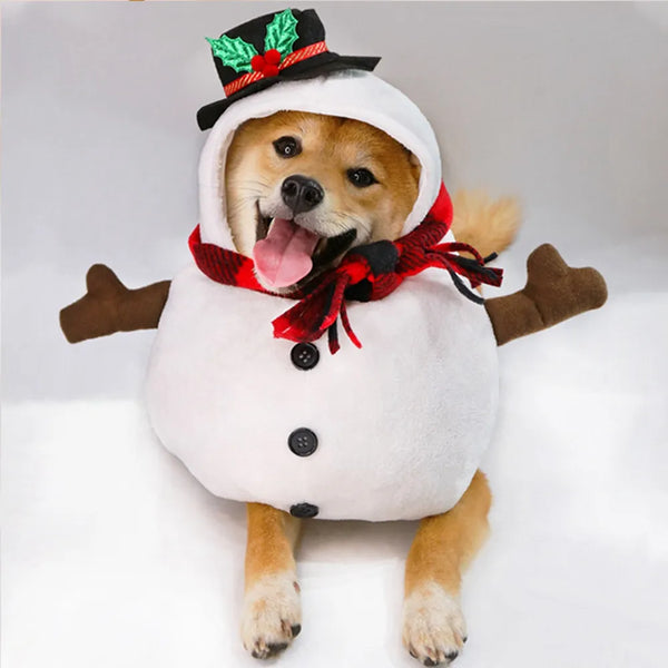 FrostyFiesta Snowman Ensemble: Christmas Pet Cosplay Costume – New Year Holiday Party Dress Up for Dogs